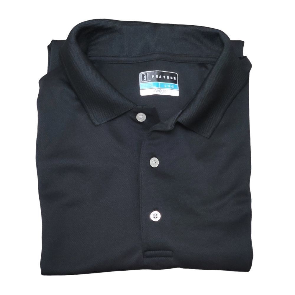 PGA black airflux short sleeve polo style shirt